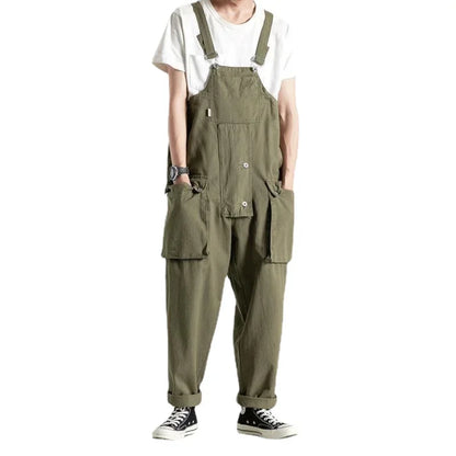 saferido INS Style Straight Leg Pants Bib Coverall Japanese Retro Cargo Overalls Men's Loose Large Size Worker Work Clothing Jumpsuit