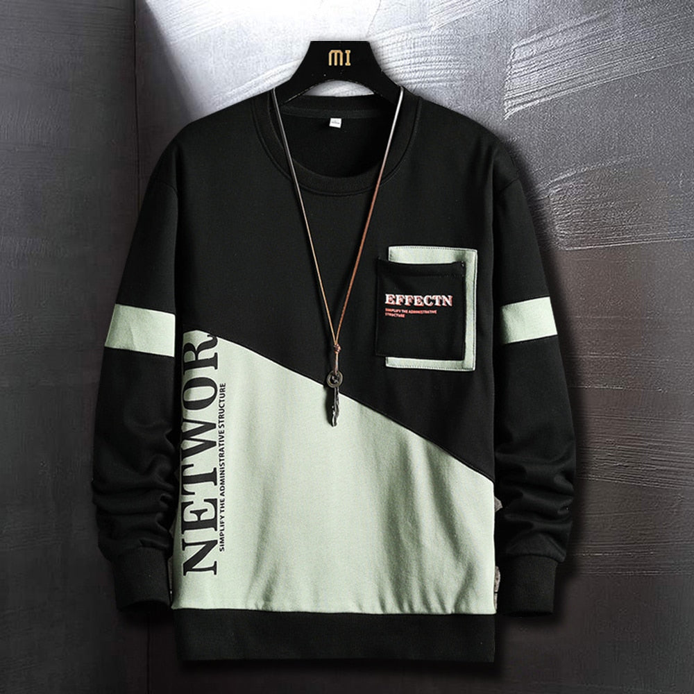 Harajuku Sweatshirt Men Fashion Clothing Streetwear Hip Hop Patchwork Sweatshirts Casual Clothes For Men Brand