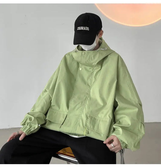 saferido Men's Korean Style Clothes Outerwear Loose Fitting Hooded Jackets Original Clothing Man Hoodie Men's Coats