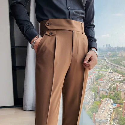 saferido British Style Autumn Solid High Quality Dress Pant Men Slim Casual Office Trousers Formal Social Wedding Party Suit Pants