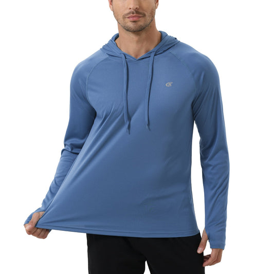 Men's Long Sleeve UPF 50+ Rash Guard Hoodie Fitness Tracksuit Running Jogger Shirt Athletic Hoodie Fishing Hiking Workout Shirts