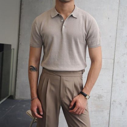 New Men's Clothing Summer Fashion Slimming Korean Version Simplicity Trend Short Sleeve Lapel Solid Color Casual POLO Shirt