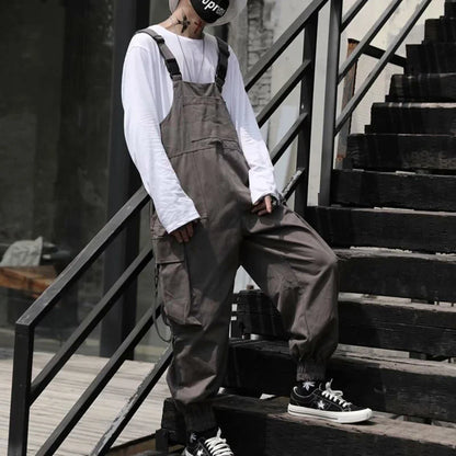 saferido Spring And Autumn Mens Casual High Quality Overalls American High Street Hip-Hop Fashion Solid Color Amei Khaji Overalls