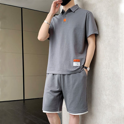 2 Piece Sets Men Casual Shorts Set Summer Clothes Men Streetwear Solid Color Tracksuits Jogging Suits Breathe Cool Outfits
