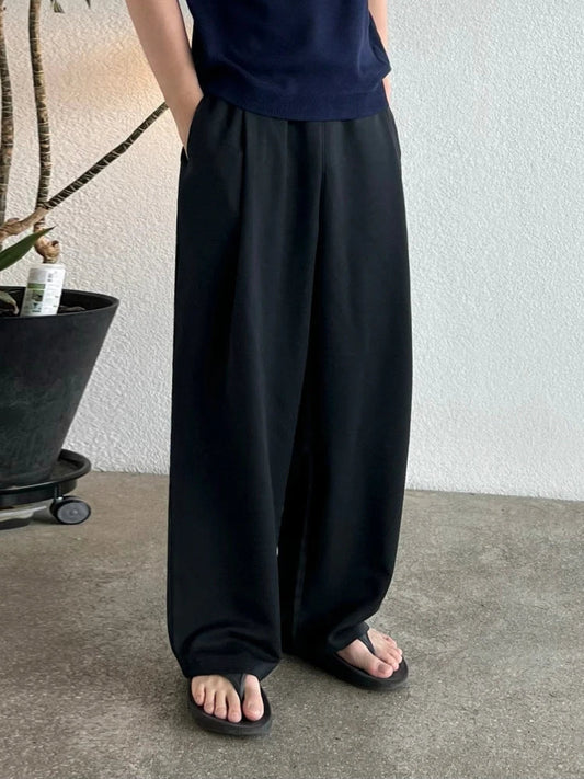 saferido Man's Wide Leg Long Pants 2024 Summer New Korean Style Drape Straight Tube Fashion Loose Casual Male Trousers
