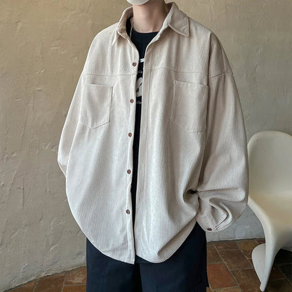 saferido Fashion Lapel Button All-match Solid Shirts Coats Men's Clothing 2024 Spring New Loose Casual Long Sleeve Tops Korean Shirt