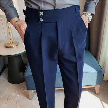 saferido Men Spring  Suit Pants Fashion Casual Slim Fit Business Suit Trousers Men's Wedding Party Work Pants Classic Large Size 36