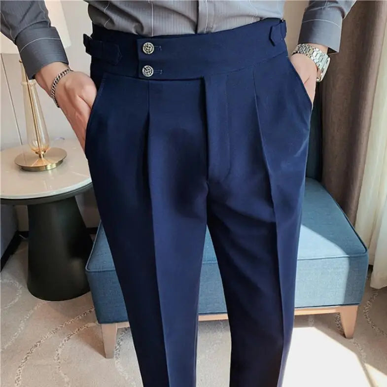 saferido Men Spring  Suit Pants Fashion Casual Slim Fit Business Suit Trousers Men's Wedding Party Work Pants Classic Large Size 36