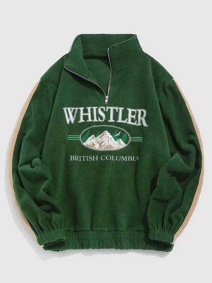 Men's Hoodie Fall Winter Fleece Sweatshirts Letter Embroidery Turtleneck Hoodies Pullover Vintage Streetwear Warm Sweats