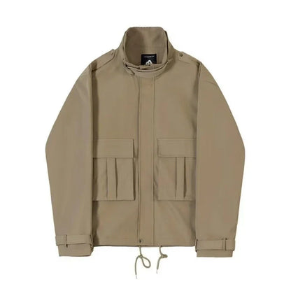 saferido Men's Jackets Coat Korean Style Loose Fashion Turn-down Collar Retro Cargo Solid Pockets Temperament  Winter Jacket Male Coat