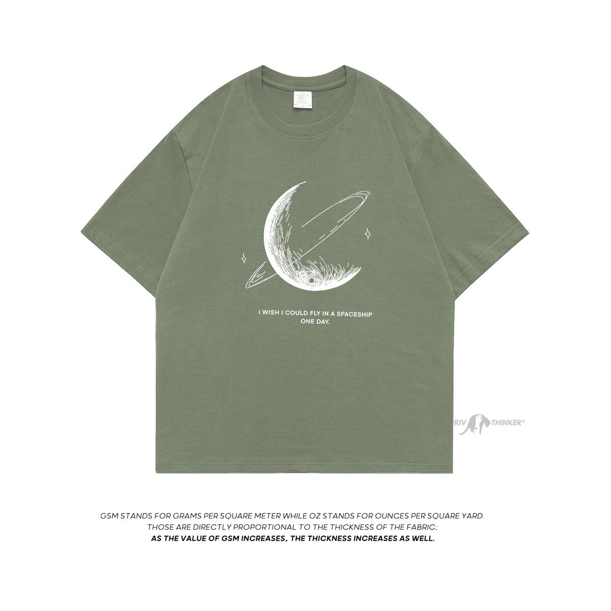 HybSkr Simple Stroke Moon Graphic Men Tshirt Oversize Letter Print Short Sleeve T-shirt Cotton Male Streetwear Unisex Basic Tops