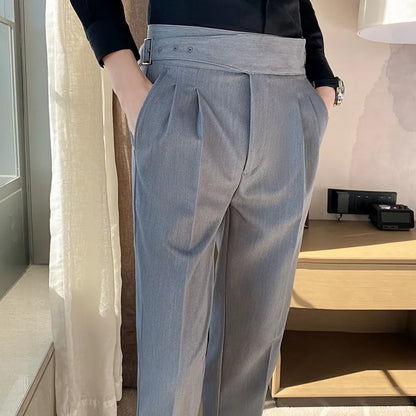 saferido Men Trousers White Autumn Solid Business Casual Suit Pants British Style Men Clothing Formal Wear Office Trousers Straight