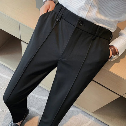 saferido  Korean Style Men Spring High Quality Leisure Pants/Male Slim Fit Fashion Solid Color Office Dress Trousers Plus size 29-36