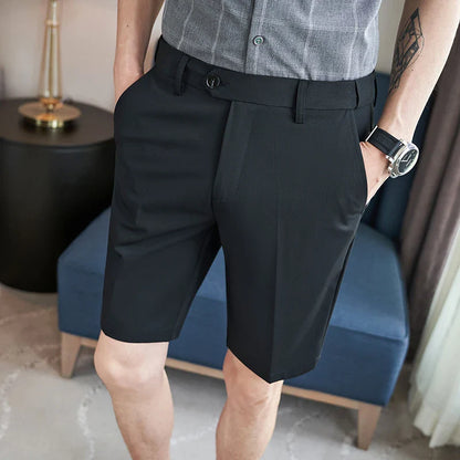 saferido  British Style Men's Summer Casual Shorts/Male Slim Fit Business Fashion Suit Shorts Plus Size 28-36