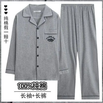 Men Pajamas Set Lounge Sleepwear Plaid Pyjamas Long Sleeve Spring Autumn Loungewear Male Homewear Home Clothes