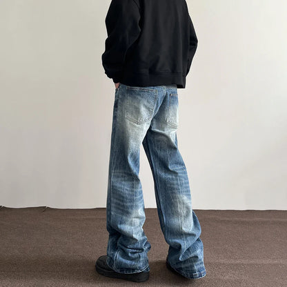 Mens Jeans Baggy Y2k Streetwear Blue Trousers Loose Straight Leg Vintage Distressed Casual Fashion Street Wide Leg Denim Pants
