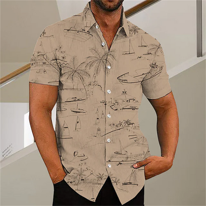 Men's Hawaiian Shirt Short Sleeve For Men 3D Coconut Tree Printing Blouse Tops Casual Oversized Tee Shirt Men Clothing