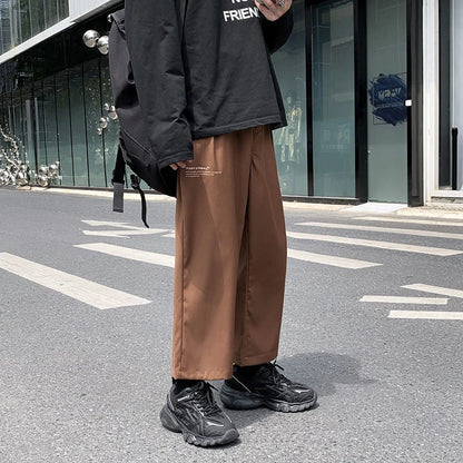 saferido Printed Letter Casual Pants Men's Loose Drape Straight Wide-leg Trousers Fashion Spring Summer Solid All-match Overalls Trend