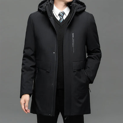 Mens Hooded Casual Outwear Long Parkas Men New Autumn Winter Warm Waterproof Parkas Jacket Coat 2 PIECES Winter Parkas