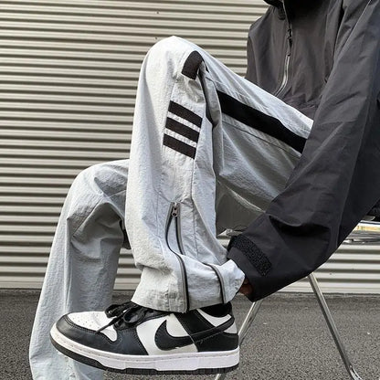 saferido American Men High Street Functional Style Cargo Pants Zipper Foot and Mouth Outdoor Mountain Climbing Casual Straight Trousers