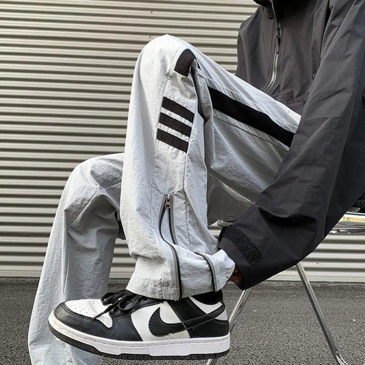saferido American Men High Street Functional Style Cargo Pants Zipper Foot and Mouth Outdoor Mountain Climbing Casual Straight Trousers