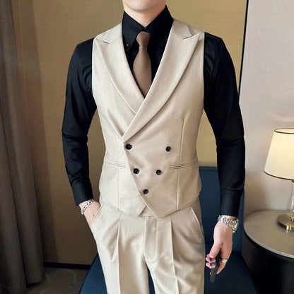 saferido Brand Clothing Men Spring High Quality Double Breasted Blazers Vest/Male Slim Fit Casual Suit Vest Sizing Up S-4XL