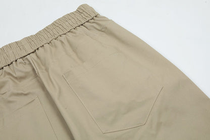 Side Ankle Button Pockets Drawstring Cargo Pants Men's Straight Solid Color Streetwear Baggy Casual Overalls Y2K Unisex Trousers