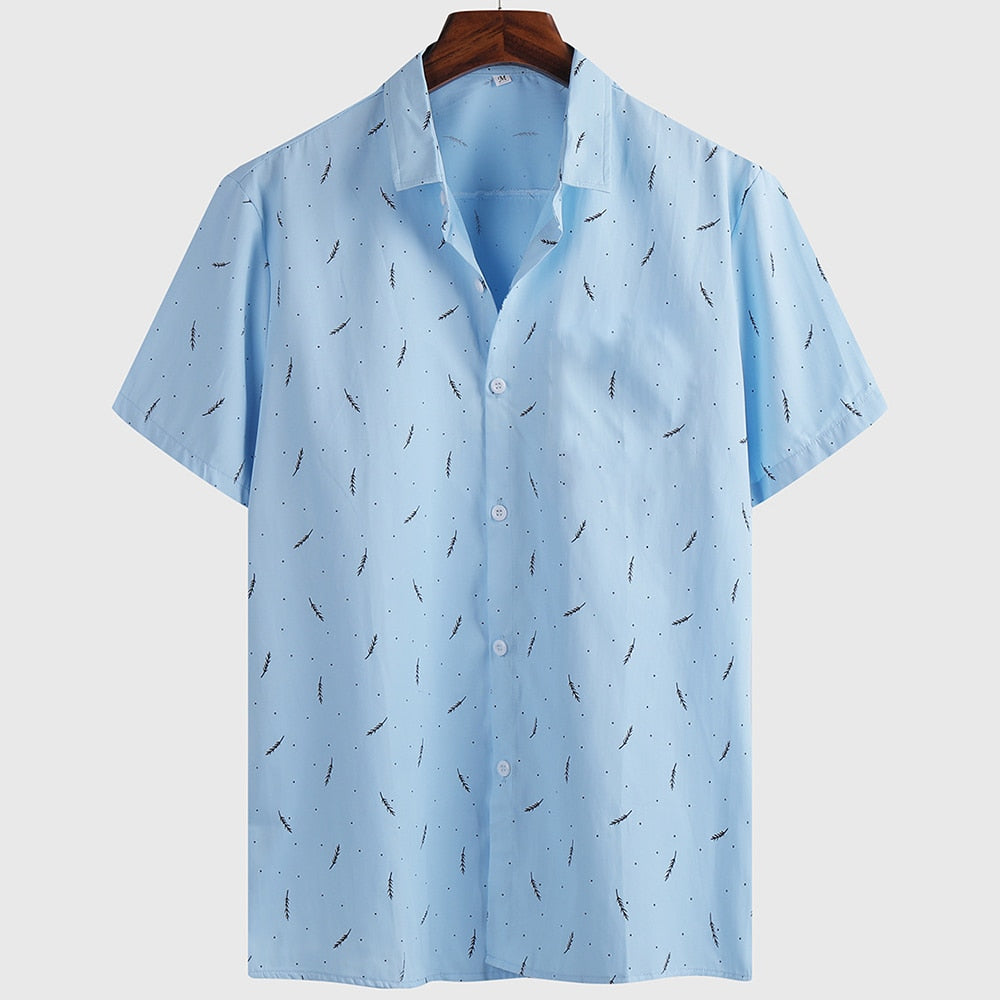 Harajuku Feather Hawaiian Men's Shirt Printed Short Sleeve Casual White Street Summer Beach Shirts For Men Clothing  Summer