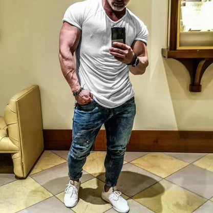 Men T Shirt  Spring Summer Loose Crew Neck Short Sleeve Loose Pullover Tops Mens Casual Fashion Solid Color Tees Streetwear