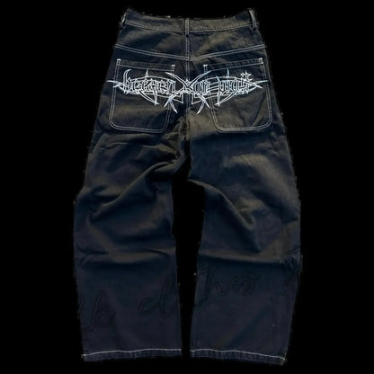 Street Popular Joker Solid Color Jeans Men Y2K New Harajuku Casual Loose Washed Straight Wide Leg Pants Unisex Vintage Trousers