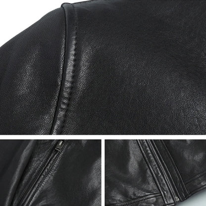 Spring Men's Stand-Up Collar Slim Leather Jacket Brown Black Zipper Pocket Decorative Pu Coat Biker Men Clothes Casual Male