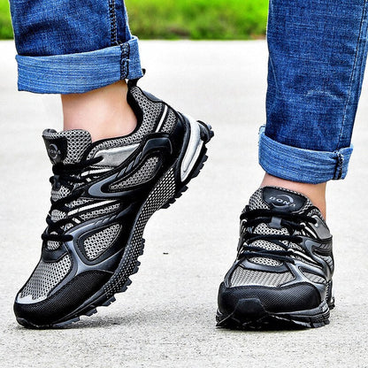 saferido New Arrival Classics Style Men Running Shoes Cow Split Mesh Men Sport Shoes Lace Up Outdoor Jogging Shoes