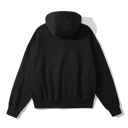 saferido Retro Streetwear Solid Color Zipper Hooded Jacket for Men Autumn and Winter Harajuku Black Gray Color Oversized Cardigan Hoodies