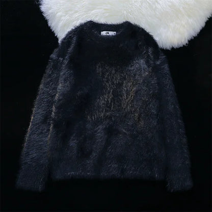 Men Autumn Winter New Oversize Solid Color Knitted Jumpers Male O-neck Sweater Tops Men Long Sleeve Warm Pullovers I594
