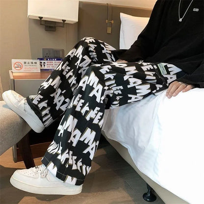saferido Straight Thin Wide Baggy Men's Casual Pants Hippie Loose Summer Hip Hop Male Trousers Spandex Sale High Quality Harajuku Fashion