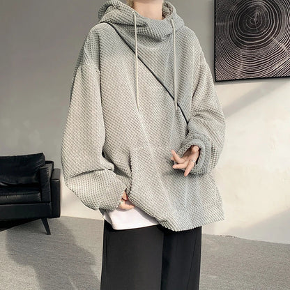 saferido Harajuku Corduroy Hoodies Men High Quality Streetwear Loose Y2k Hip Hop Hooded Sweatshirts Couple Clothing Female Pullovers
