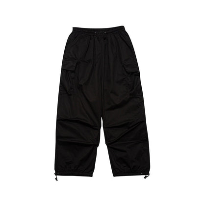 China-Chic straight tube multi pocket adjustable drawcord casual loose overalls men women ins style wide leg jogger pants