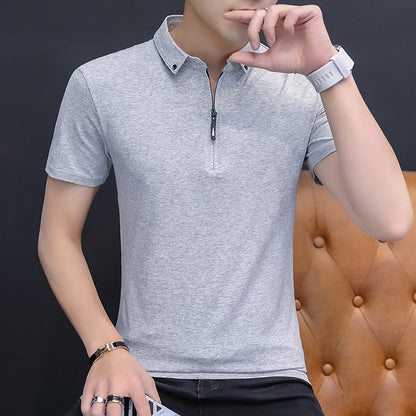 BROWON Summer Fashion  Mens Tshirts Summer Cotton T Shirt Men Short Sleeve Turn-down Collar Korean Style Men T Shirt