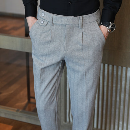 British Style Winter Men Thick Woolen Cloth Suit Pants Casual Straight Drape Korean Fashion Business Trousers Male Clothing