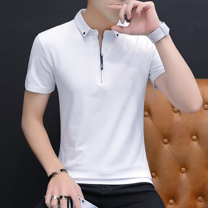 BROWON Summer Fashion  Mens Tshirts Summer Cotton T Shirt Men Short Sleeve Turn-down Collar Korean Style Men T Shirt