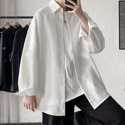 Oversized Short Sleeve Shirt For Men Streetwear Blouse Harajuku Chain Fashion Men's Shirts Korean Clothes Men's Clothing