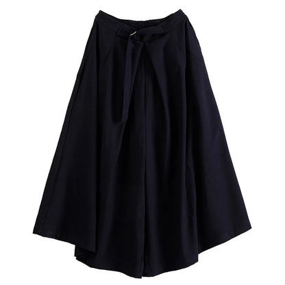 saferido Japanese Streetwear Baggy Fashion Casual Wide Leg Pants Men Punk Hip Hop Skirt Pants Black Harem Trousers Men's Culottes Unisex
