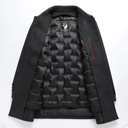 New Arrival Winter Top quality white duck down liner wool trench coat men,male thicked warm overcoat size M-4XL 9915