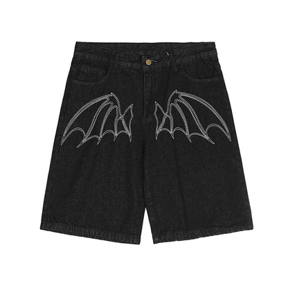 Hip Hop Washed Retro Summer Jeans Mens Pockets Straight Oversized Casual Five Point Pants Loose Harajuku Streetwear Denim Shorts