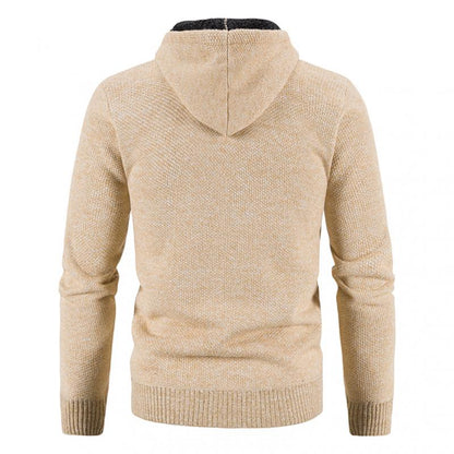 Winter Thick Cardigan Mens Sweater Zipper Hooded Fashion Warm Slim Fit Knitted Sweater Male Fleece Hoodies Coats Men M-4Xl
