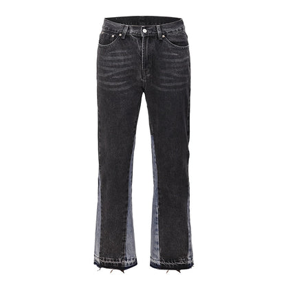 High Street Retro Ink Splash Patchwork Ripped Jeans Flare Pants Men and Women Straight Casual Oversized Loose Denim Trousers