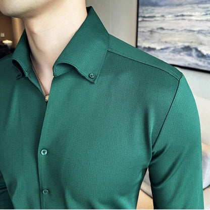 saferido Brand Clothing Men's Spring High Quality Long Sleeve Shirts/Man Slim Fit Fashion Casual V-neck Office Dress Shirt 4XL-M
