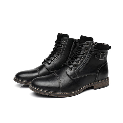 saferido Men's Boots Winter Fashion botines Zip Lace-up Ankle Boots Vintage Business Dress Shoes Leather Casual Shoes For Men