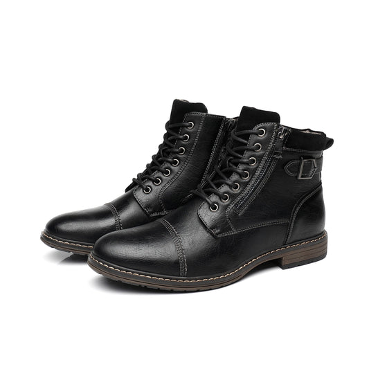 saferido Men's Boots Winter Fashion botines Zip Lace-up Ankle Boots Vintage Business Dress Shoes Leather Casual Shoes For Men