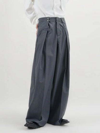 Pants Men Fashion Casual Solid High Street Simple Hip-hop Wide Leg Trousers All-match Korean Style Loose Temperament College New